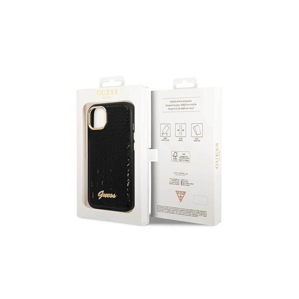 Etui Guess GUHCP14MHGCRHK Apple iPhone 14 Plus / 15 Plus czarny/black hardcase Croco Collection