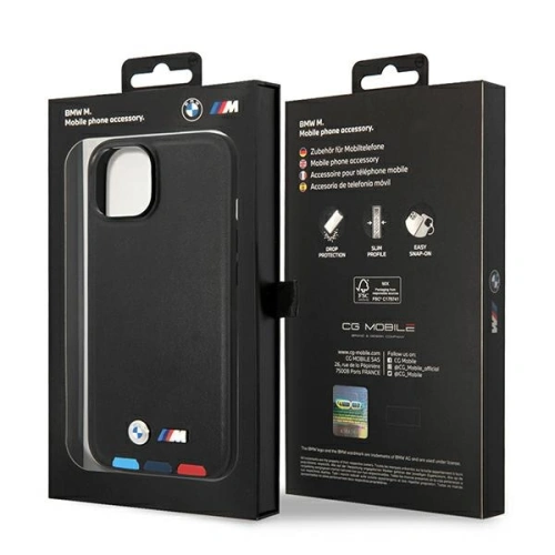 Kup Etui BMW BMHMP14S22PTDK Apple iPhone 14 fekete/balck Bőr Nyomtatás Trikolór Magsafe - BMW322 - {ean13} - Sklep Home Screen