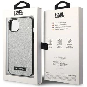 Etui Karl Lagerfeld KLHCP14MG2ELS Apple iPhone 14 Plus / 15 Plus hardcase srebrny/silver Glitter Plaque Logo