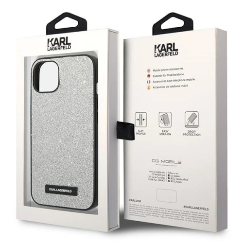 Buy Karl Lagerfeld KLHCP14MG2ELS Apple iPhone 14 Plus / 15 Plus hardcase silver Glitter Plaque Logo - KLD1124 - {ean13} - Home Screen Store Europe