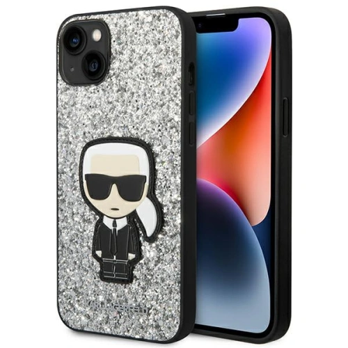 Buy Karl Lagerfeld KLHCP14MGFKPG Apple iPhone 14 Plus / 15 Plus hardcase silver Glitter Flakes Ikonik - KLD1125 - {ean13} - Home Screen Store Europe