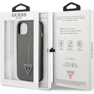 Etui Guess GUHCP14MPSATLG Apple iPhone 14 Plus / 15 Plus srebrny/silver hardcase SaffianoTriangle Logo