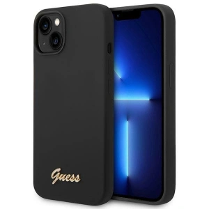 Etui Guess GUHCP14MSLSMK Apple iPhone 14 Plus / 15 Plus czarny/black hard case Silicone Vintage Gold Logo