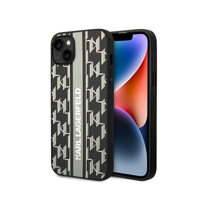 Kup Etui Karl Lagerfeld KLHCP14MPGKLSKG Apple iPhone 14 Plus hardcase szary/grey Monogram Stripe - 3666339084899 - KLD1129 - Homescreen.pl
