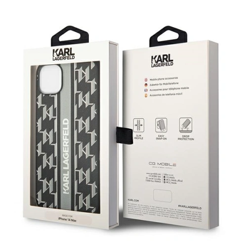 Kup Case Karl Lagerfeld KLHCP14MPGKLSKG Apple iPhone 14 Plus / 15 Plus Hardcase grau/grey Monogram Stripe - KLD1129 - {ean13} - Sklep Home Screen
