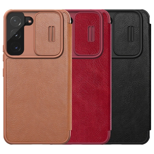 Kup Etui Nillkin Qin Leather Pro Samsung Galaxy S22+ Plus brązowy - NLK525 - {ean13} - Sklep Home Screen