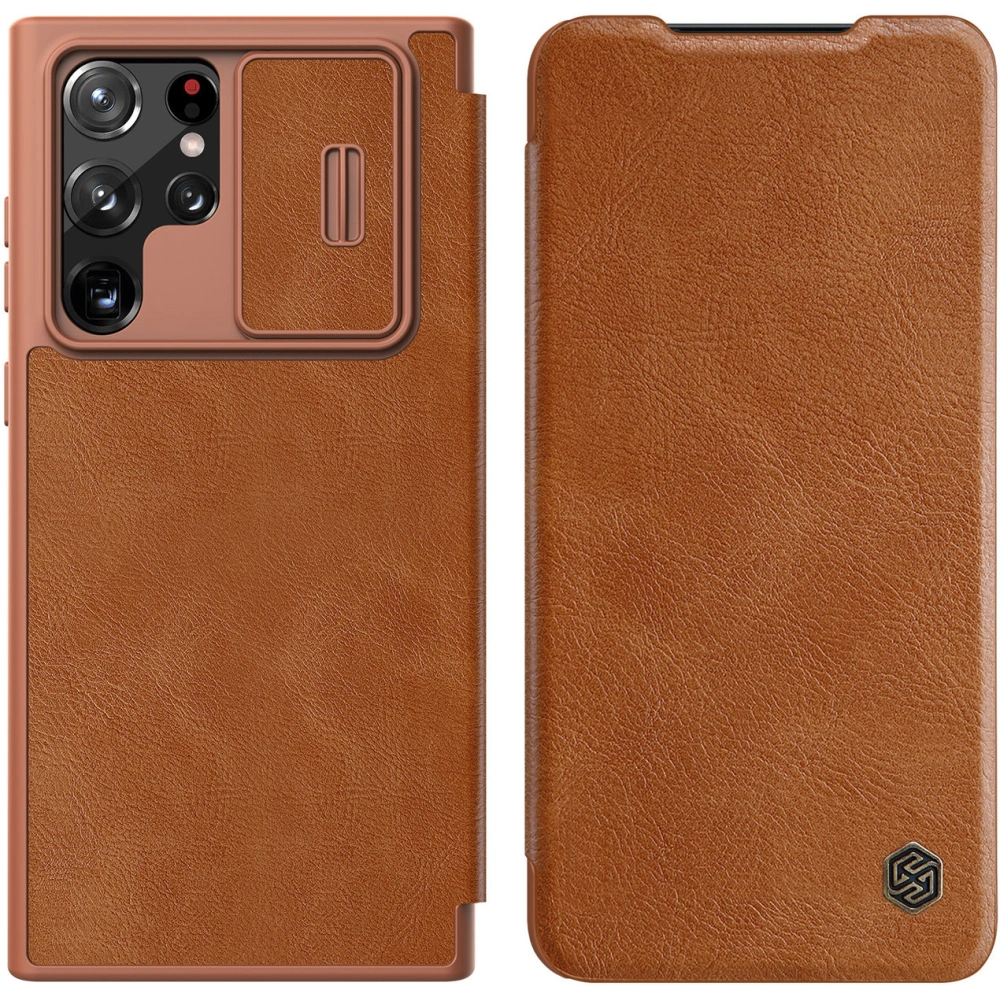 Etui Nillkin Qin Leather Pro Samsung Galaxy S22 Ultra brązowy