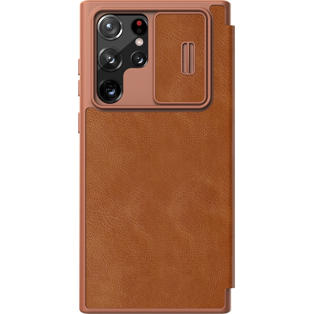 Etui Nillkin Qin Leather Pro Samsung Galaxy S22 Ultra brązowy