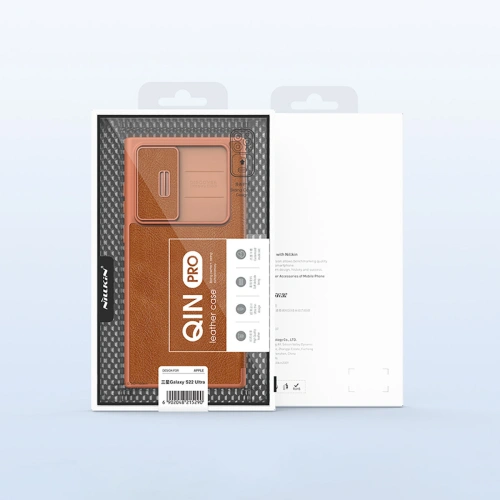 Kup Etui Nillkin Qin Leather Pro Samsung Galaxy S22 Ultra brązowy - NLK527 - {ean13} - Sklep Home Screen