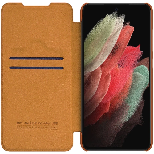 Kup Etui Nillkin Qin Leather Pro Samsung Galaxy S22 Ultra brązowy - NLK527 - {ean13} - Sklep Home Screen