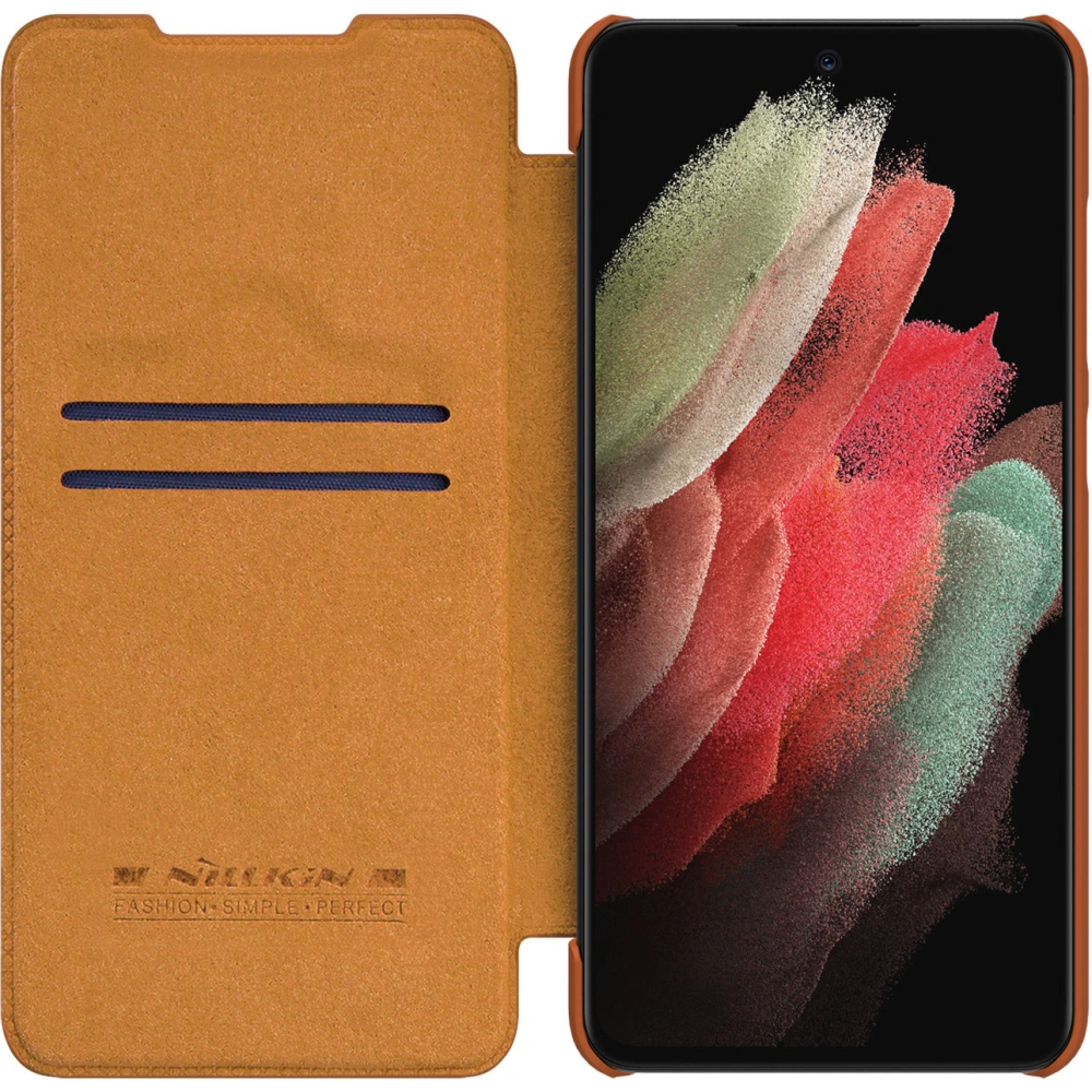 Etui Nillkin Qin Leather Pro Samsung Galaxy S22 Ultra brązowy