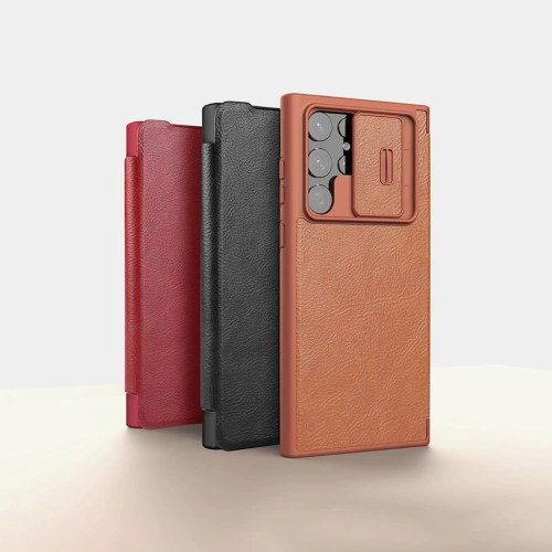Kup Etui Nillkin Qin Leather Pro Samsung Galaxy S22 Ultra brązowy - NLK527 - {ean13} - Sklep Home Screen