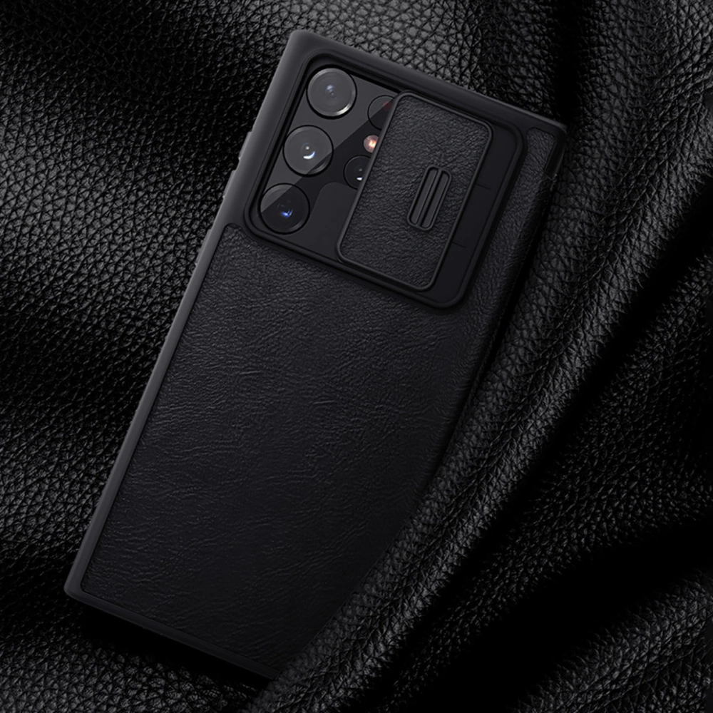 Etui Nillkin Qin Leather Pro Samsung Galaxy S22 Ultra brązowy