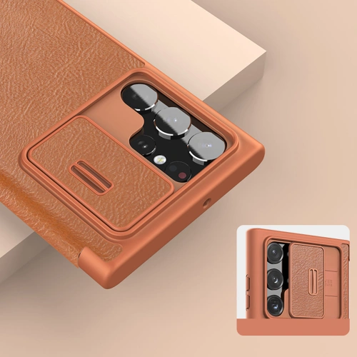 Kup Etui Nillkin Qin Leather Pro Samsung Galaxy S22 Ultra brązowy - NLK527 - {ean13} - Sklep Home Screen