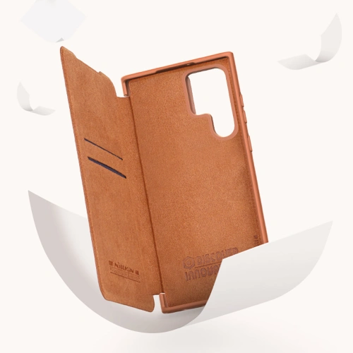 Kup Etui Nillkin Qin Leather Pro Samsung Galaxy S22 Ultra brązowy - NLK527 - {ean13} - Sklep Home Screen