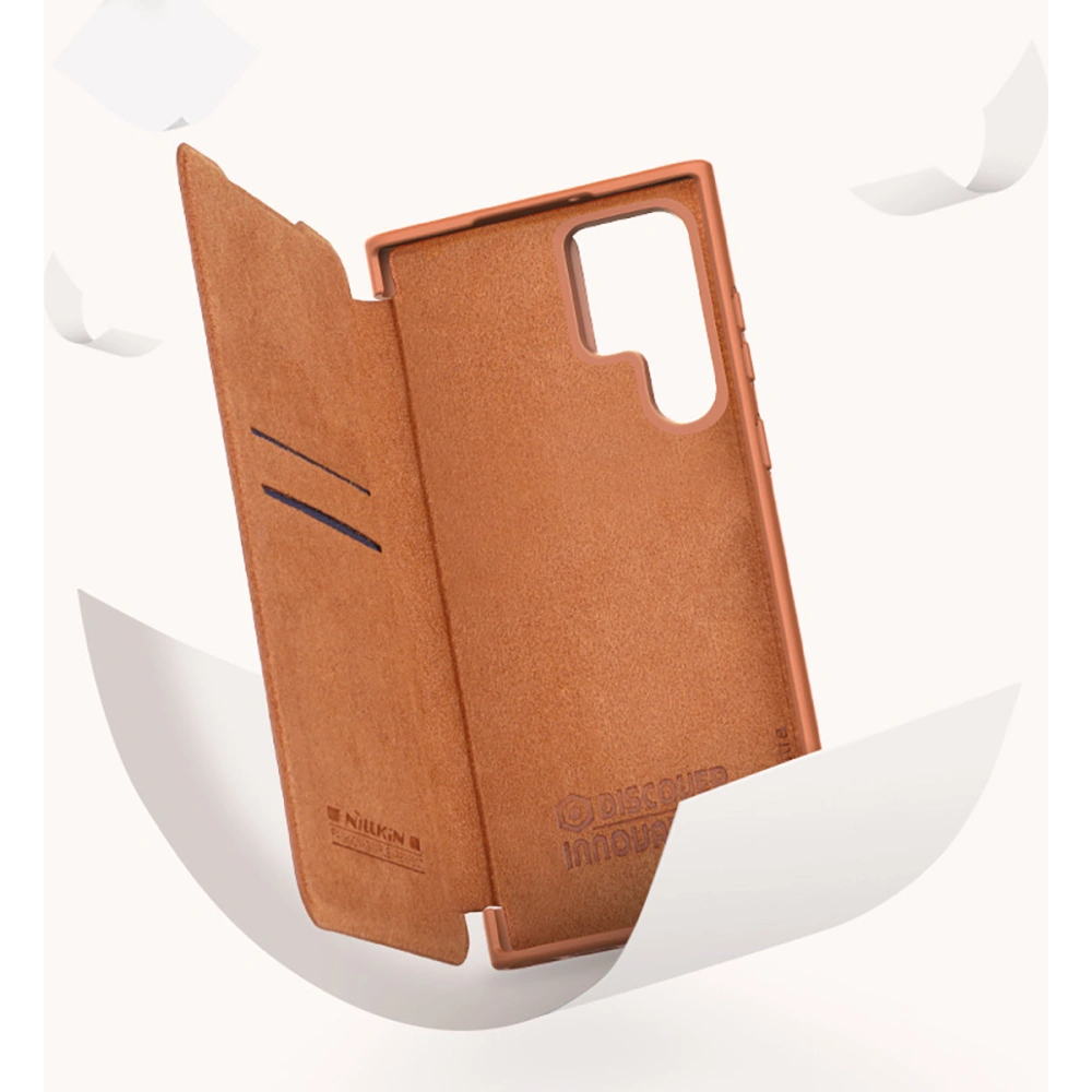 Etui Nillkin Qin Leather Pro Samsung Galaxy S22 Ultra brązowy