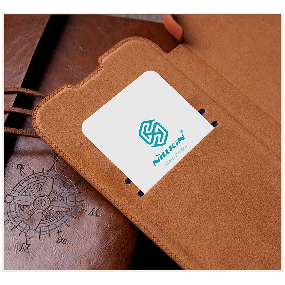 Etui Nillkin Qin Leather Pro Samsung Galaxy S22 Ultra brązowy