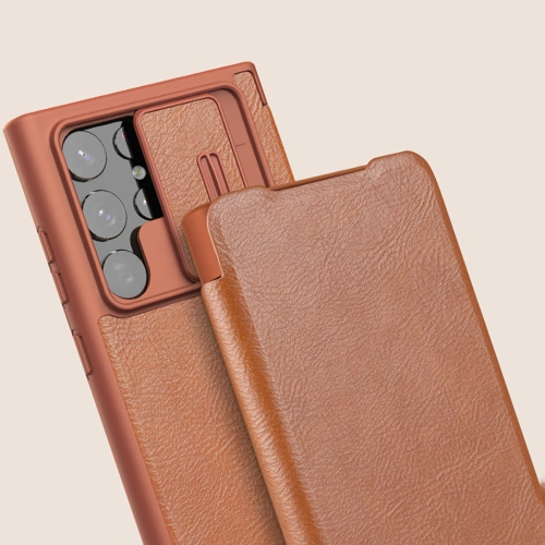 Kup Etui Nillkin Qin Leather Pro Samsung Galaxy S22 Ultra brązowy - NLK527 - {ean13} - Sklep Home Screen