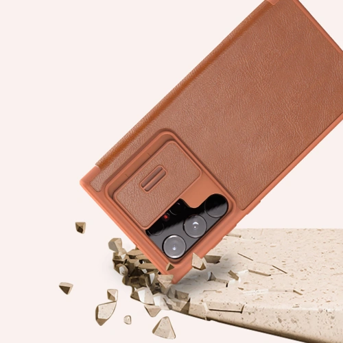 Kup Etui Nillkin Qin Leather Pro Samsung Galaxy S22 Ultra brązowy - NLK527 - {ean13} - Sklep Home Screen