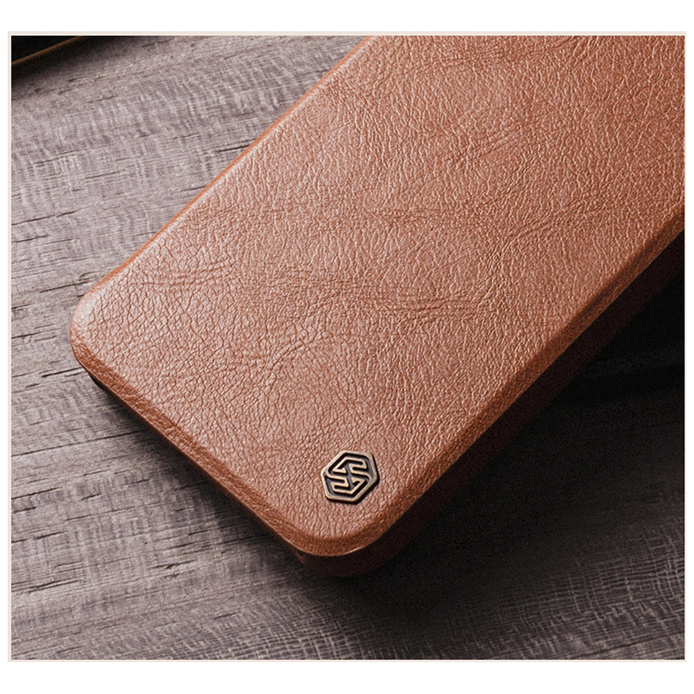 Etui Nillkin Qin Leather Pro Samsung Galaxy S22 Ultra brązowy