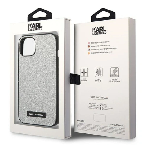 Kup Case Karl Lagerfeld KLHCP14SG2ELS Apple iPhone 14 Hardcase silber/silver Glitter Plakette Logo - KLD1137 - {ean13} - Sklep Home Screen