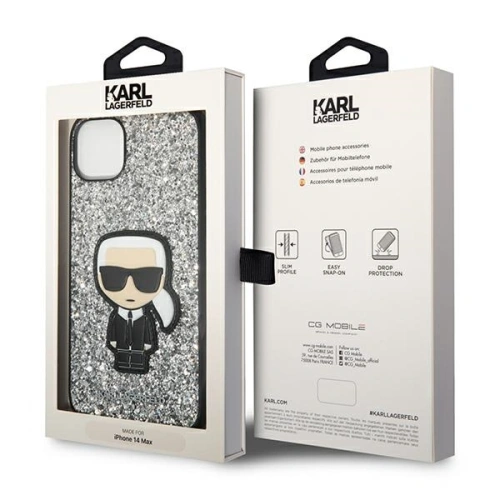 Kup Etui Karl Lagerfeld KLHCP14SGFKPG Apple iPhone 14 hardcase srebrny/silver Glitter Flakes Ikonik - KLD1138 - {ean13} - Sklep Home Screen