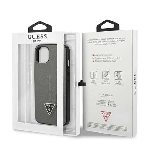 Kup Etui Guess GUHCP14SPSATLG Apple iPhone 14 srebrny/silver hardcase SaffianoTriangle Logo - GUE2124 - {ean13} - Sklep Home Screen