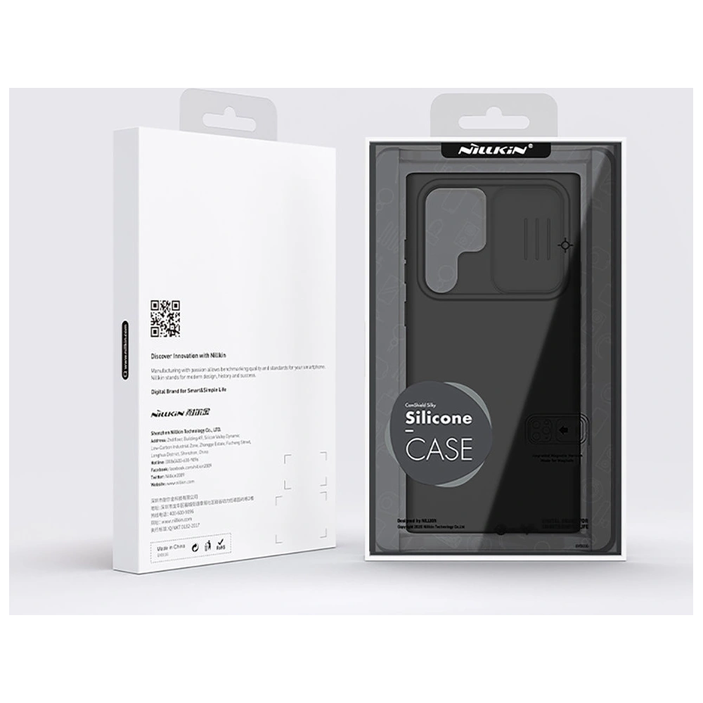 Etui Nillkin CamShield Silky Silicone Samsung Galaxy S22 Ultra niebieski