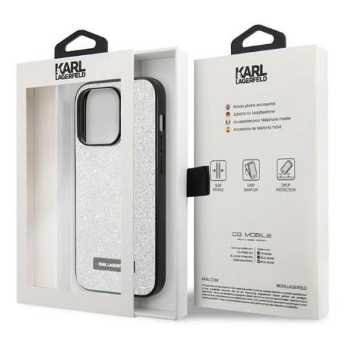 Kup Etui Karl Lagerfeld KLHCP14XG2ELS Apple iPhone 14 Pro Max hardcase srebrny/silver Glitter Plaque Logo - KLD1147 - {ean13} - Sklep Home Screen