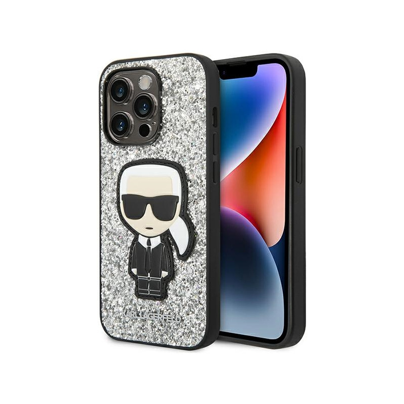 Kup Etui Karl Lagerfeld KLHCP14XGFKPG Apple iPhone 14 Pro Max hardcase srebrny/silver Glitter Flakes Ikonik - 3666339077426 - KLD1148 - Homescreen.pl