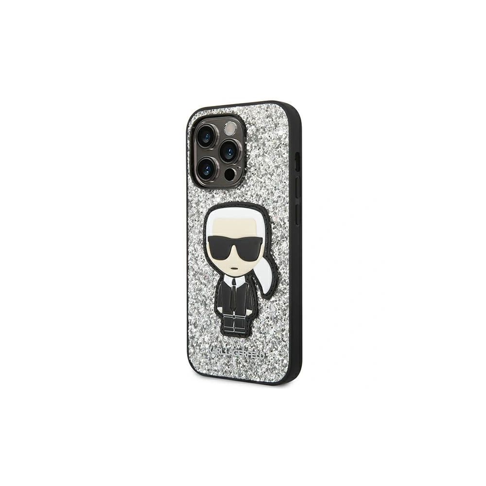 Etui Karl Lagerfeld KLHCP14XGFKPG Apple iPhone 14 Pro Max hardcase srebrny/silver Glitter Flakes Ikonik