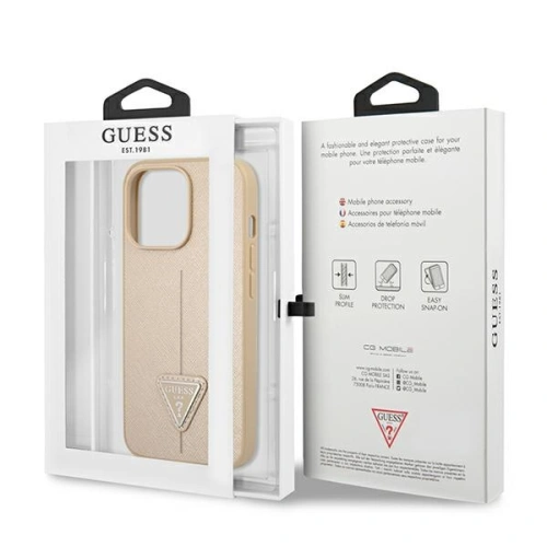 Kup Etui Guess GUHCP14XPSATLE Apple iPhone 14 Pro Max béžový/beige hardcase SaffianoTriangle Logo - GUE2136 - {ean13} - Sklep Home Screen