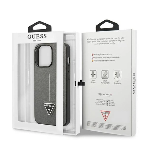 Kup Etui Guess GUHCP14XPSATLG Apple iPhone 14 Pro Max stříbrný/silver hardcase SaffianoTriangle Logo - GUE2137 - {ean13} - Sklep Home Screen