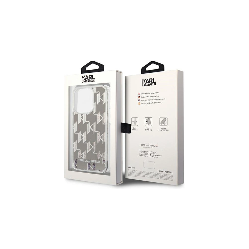 Etui Karl Lagerfeld KLHCP14XLMNMS Apple iPhone 14 Pro Max hardcase srebrny/silver Liquid Glitter Monogram