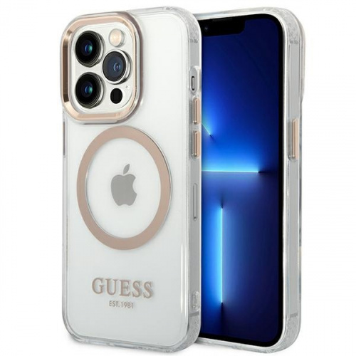Kup Etui Guess GUHMP14LHTRMD Apple iPhone 14 Pro złoty/gold hard case Metal Outline Magsafe - 3666339069728 - GUE2141 - Homescreen.pl