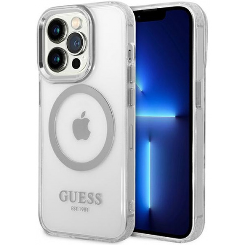 Kup Etui Guess GUHMP14LHTRMS Apple iPhone 14 Pro srebrny/silver hard case Metal Outline Magsafe - 3666339069841 - GUE2142 - Homescreen.pl