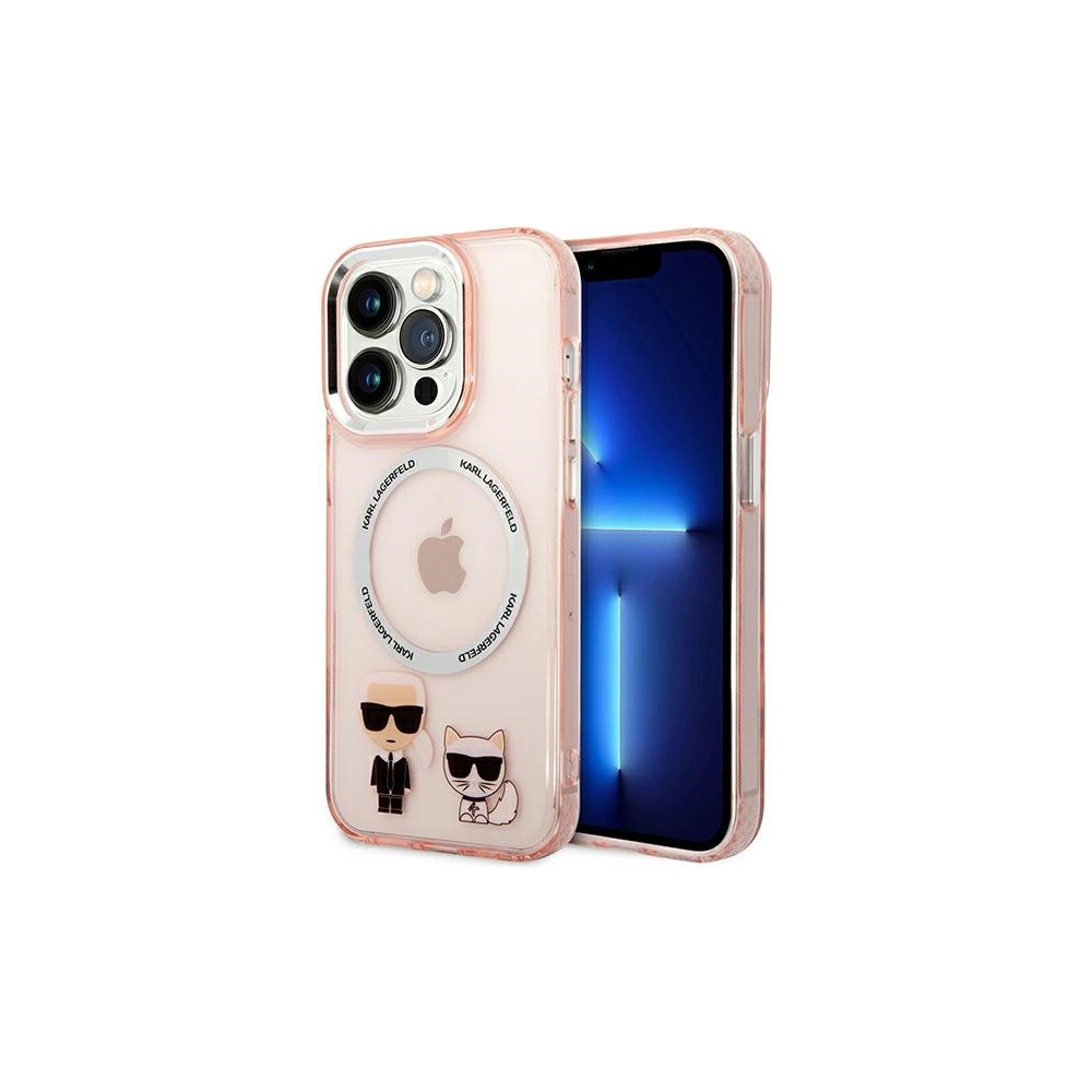 Etui Karl Lagerfeld KLHMP14LHKCP Apple iPhone 14 Pro hardcase różowy/pink Karl & Choupette Aluminium Magsafe