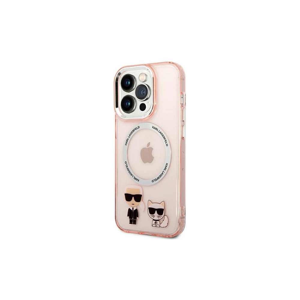 Etui Karl Lagerfeld KLHMP14LHKCP Apple iPhone 14 Pro hardcase różowy/pink Karl & Choupette Aluminium Magsafe