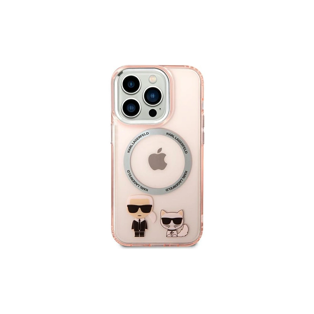 Etui Karl Lagerfeld KLHMP14LHKCP Apple iPhone 14 Pro hardcase różowy/pink Karl & Choupette Aluminium Magsafe