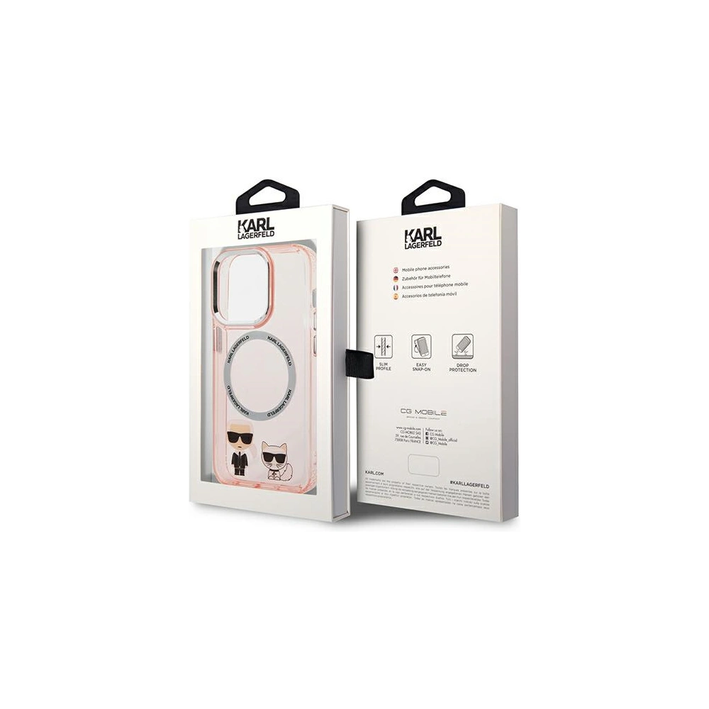 Etui Karl Lagerfeld KLHMP14LHKCP Apple iPhone 14 Pro hardcase różowy/pink Karl & Choupette Aluminium Magsafe