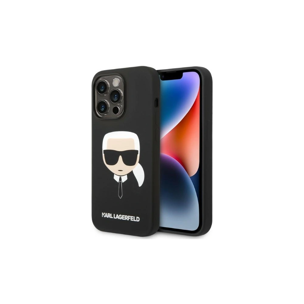 Etui Karl Lagerfeld KLHMP14LSLKHBK Apple iPhone 14 Pro hardcase czarny/black Silicone Karl`s Head Magsafe