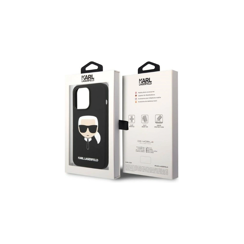 Etui Karl Lagerfeld KLHMP14LSLKHBK Apple iPhone 14 Pro hardcase czarny/black Silicone Karl`s Head Magsafe