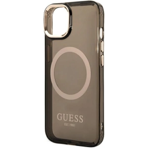 Etui Guess GUHMP14MHTCMK Apple iPhone 14 Plus / 15 Plus czarny/black hard case Gold Outline Translucent MagSafe