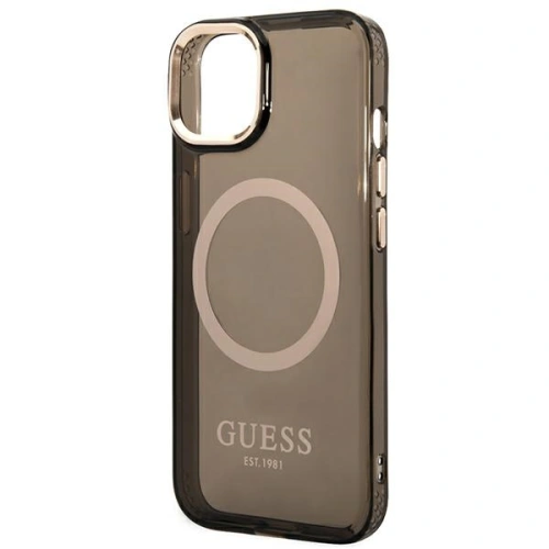 Buy Guess GUHMP14MHTCMK Apple iPhone 14 Plus / 15 Plus black hard case Gold Outline Translucent MagSafe - GUE2145 - {ean13} - Home Screen Store Europe