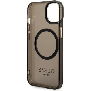 Etui Guess GUHMP14MHTCMK Apple iPhone 14 Plus / 15 Plus czarny/black hard case Gold Outline Translucent MagSafe