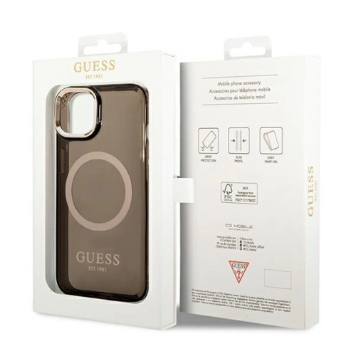 Kup Etui Guess GUHMP14MHTCMK Apple iPhone 14 Plus / 15 Plus czarny/black hard case Gold Outline Translucent MagSafe - GUE2145 - {ean13} - Sklep Home Screen