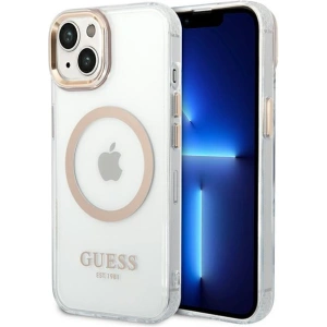 Etui Guess GUHMP14MHTRMD Apple iPhone 14 Plus / 15 Plus złoty/gold hard case Metal Outline Magsafe
