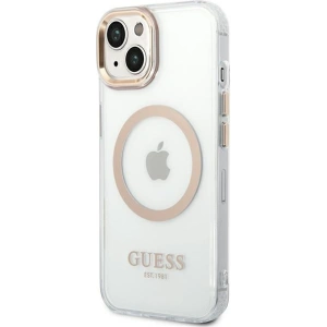 Etui Guess GUHMP14MHTRMD Apple iPhone 14 Plus / 15 Plus złoty/gold hard case Metal Outline Magsafe