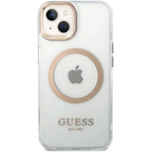Etui Guess GUHMP14MHTRMD Apple iPhone 14 Plus / 15 Plus złoty/gold hard case Metal Outline Magsafe
