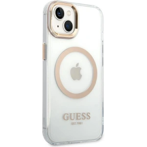 Etui Guess GUHMP14MHTRMD Apple iPhone 14 Plus / 15 Plus złoty/gold hard case Metal Outline Magsafe